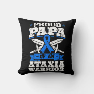 Proud Papa Of An Ataxia Warrior Awareness Ribbon D Throw Pillow