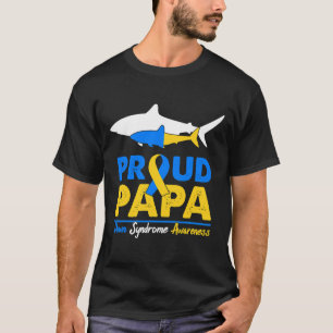 Proud Papa Shark Down Syndrome Awareness Day Ribbo T-Shirt