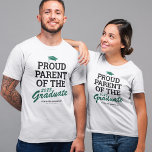Proud Parent Family Graduate Black Green T-Shirt<br><div class="desc">Custom graduation family t-shirt featuring a green grad cap,  the saying "proud parent of the graduate" which can be personalized to mom,  dad,  bestie,  sister,  brother,  grandma,  grandpa or any other title,  the class year,  the graduates name,  and the school or college they attended.</div>