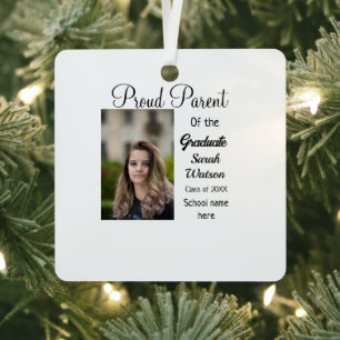 proud parent graduate add photo name class year metal ornament