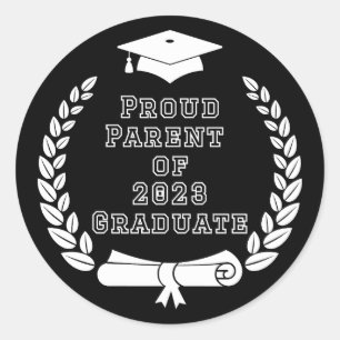 Proud Parent of 2023 Graduate (white letters) Classic Round Sticker
