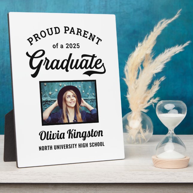 Proud Parent of a 2025 Graduate White Custom Photo Plaque (Side)