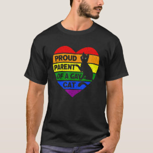 Proud Parent Of A Gay Cat LGBTQ Flag Support T-Shirt