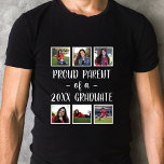 Proud Parent of a Graduate SIX Photo Graduation T-Shirt<br><div class="desc">This modern graduation t-shirt features modern script text in white and SIX square photos over a black background. All colours and text are customizable! This shirt makes a wonderful gift for any parent!</div>