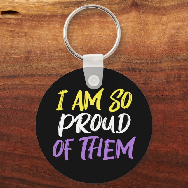 Proud Parent of Nonbinary Child Mom or Dad Keychain (Front)