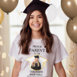 Proud Parent of the Graduate & custom Photo & Name T-Shirt<br><div class="desc">Celebrate your graduate’s big achievement with this custom graduation shirt for proud parents! Designed to showcase your pride in style, this shirt features a personalized photo, the graduate’s name, and school. It’s the perfect outfit for graduation ceremonies, parties, and photo ops. Whether you're a proud mom, dad, or grandparent, this...</div>