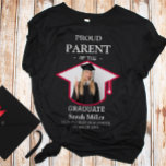 Proud Parent of the Graduate With a Photo & Name T-Shirt<br><div class="desc">Celebrate your graduate’s big achievement with this custom graduation shirt for proud parents! Designed to showcase your pride in style, this shirt features a personalized photo, the graduate’s name, and school. It’s the perfect outfit for graduation ceremonies, parties, and photo ops. Whether you're a proud mom, dad, or grandparent, this...</div>