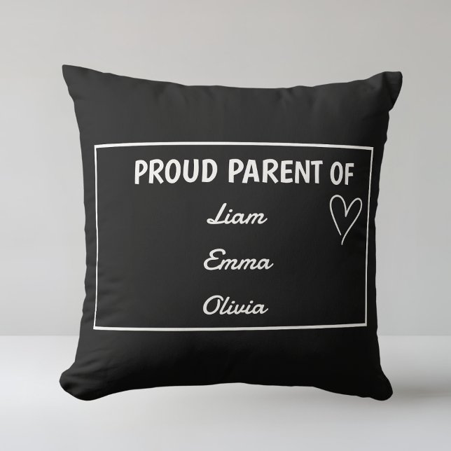 Proud Parent of - With Custom Names Throw Pillow (Creator Uploaded)