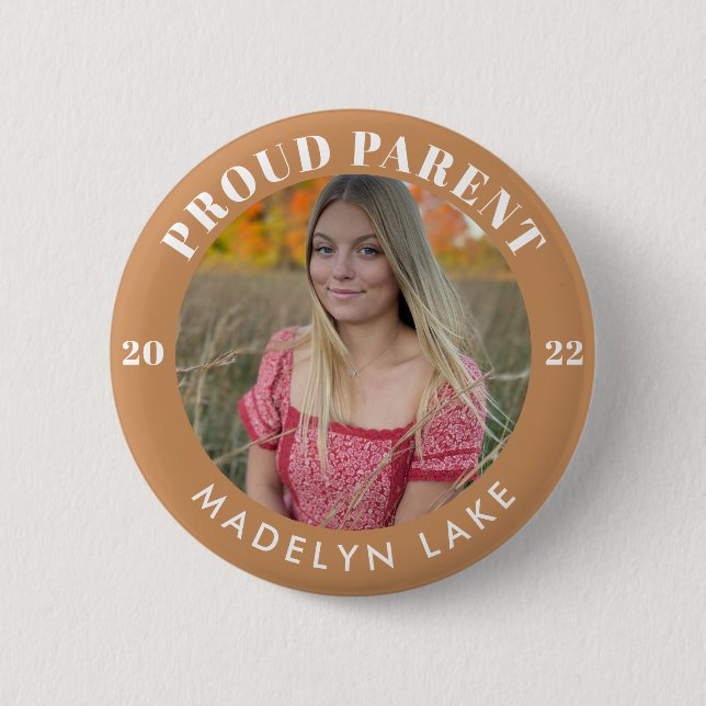 Proud Parent Photo 2022 Graduation 2 Inch Round Button (Front)