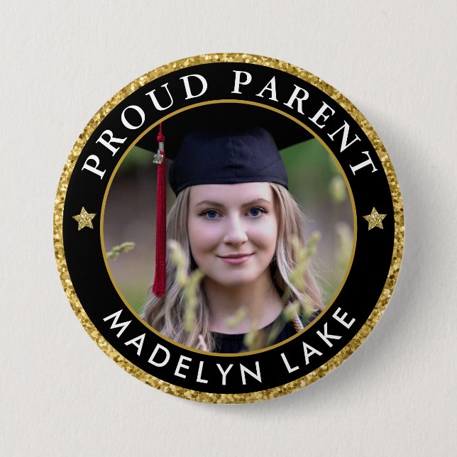 Proud Parent Photo Graduation Class of 2023 3 Inch Round Button (Front)