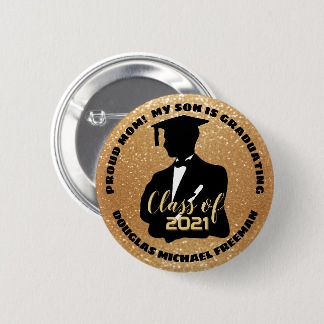 Proud Parent - Son Graduating 2 Inch Round Button (Front & Back)