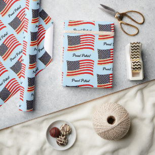 Proud Patriot American Flag,  USA Independence Day Wrapping Paper
