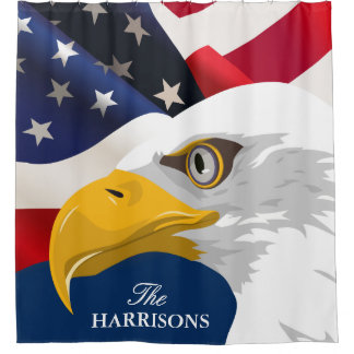 Proud Patriotic American Flag with Bald Eagle