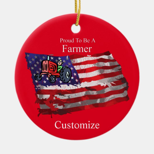 Proud Patriotic Farmer Flag Thunder_Cove Ceramic Ornament (Front)