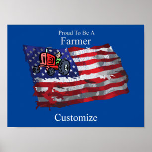 Proud Patriotic Farmer Flag Thunder_Cove Poster