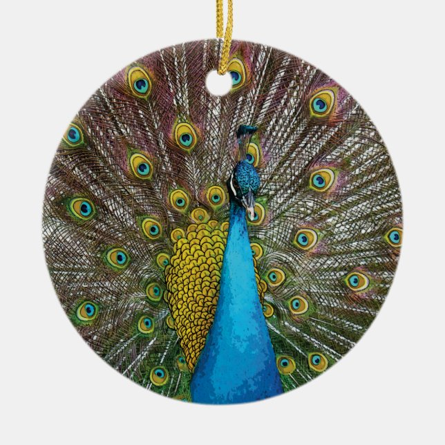 Proud Peacock Christmas Ornament (Front)