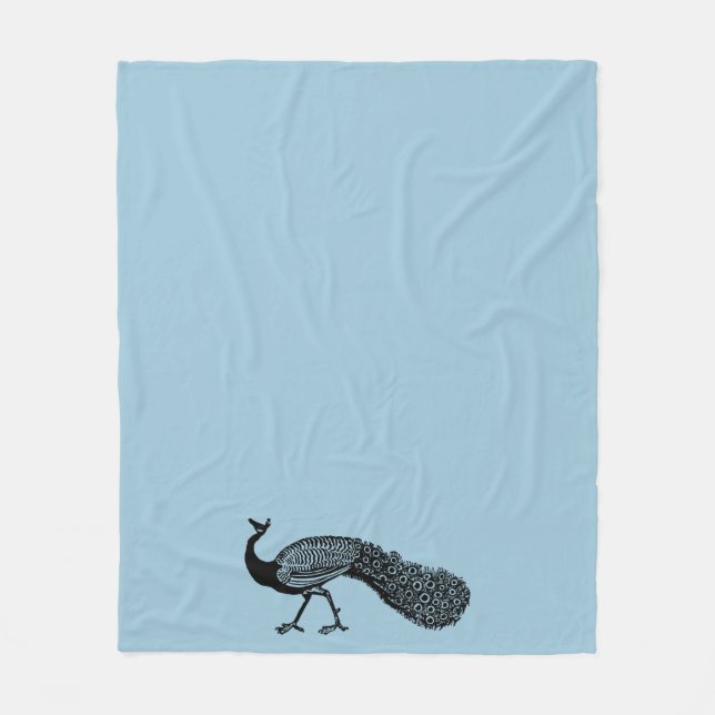 Proud Peacock Fleece Blanket (Front)