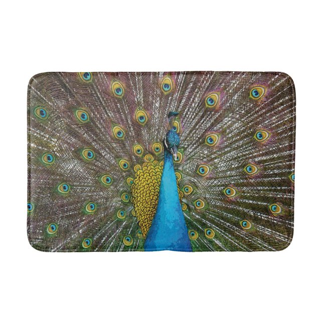 Proud Peacock with Royal Plumage Bath Mat (Front)