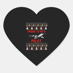 Proud pilot Christmas with airplane and snow Heart Sticker