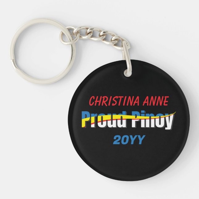Proud Pinoy - Philippines Flag Tagalog Keychain (Front)
