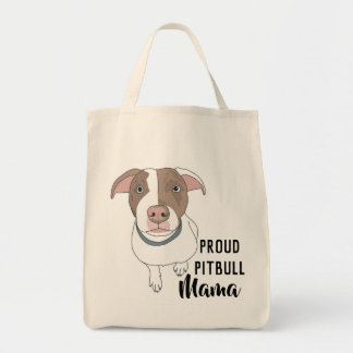 Proud Pitbull Mama Tote (White/Tan) Bag