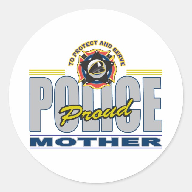 Proud Police Mother Classic Round Sticker (Front)
