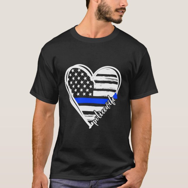 Proud Police Of A Police Officer He Cop T-Shirt (Front)