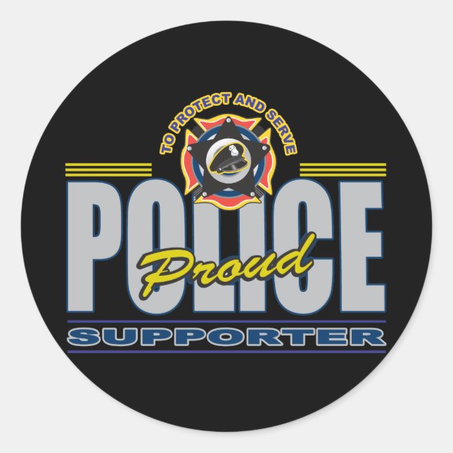 Proud Police Supporter Classic Round Sticker (Front)