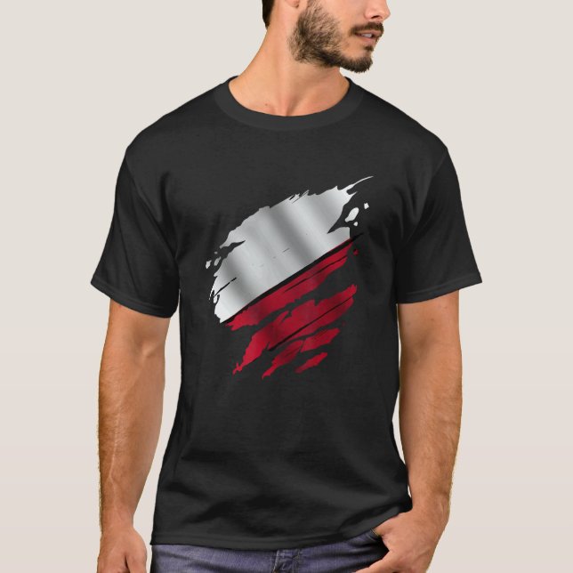 Proud Polish Ripped Poland Flag T-Shirt (Front)