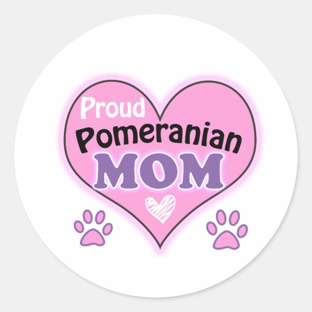 Proud Pomeranian Mom Classic Round Sticker (Front)