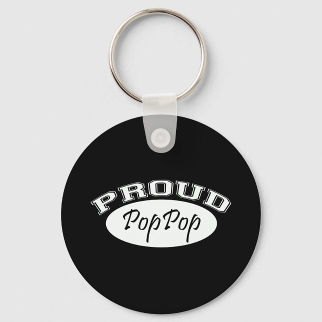 Proud PopPop (White) Keychain (Front)