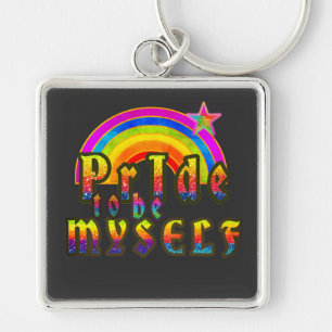 Proud Pride Myself Happy Rainbow Gay Keychain
