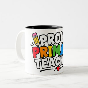 Proud Primary School Teacher Two-Tone Coffee Mug