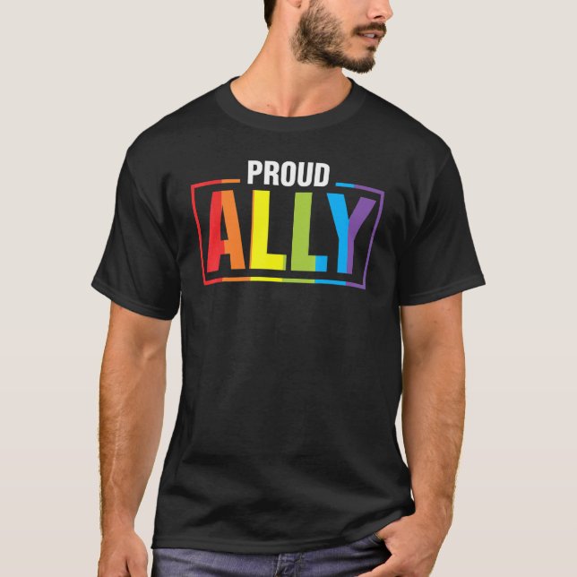 Proud Rainbow Ally Flag Gender Support Gay Pride M T-Shirt (Front)