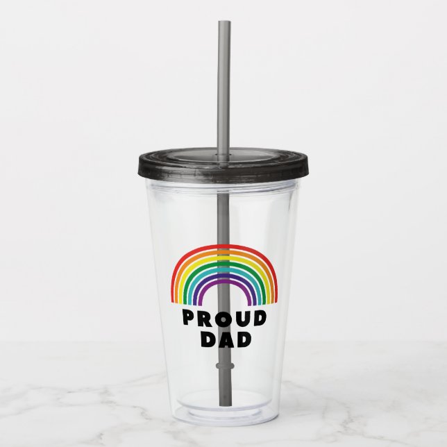 Proud Rainbow Dad Acrylic Tumbler (Front)
