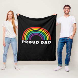 Proud Rainbow Dad Fleece Blanket
