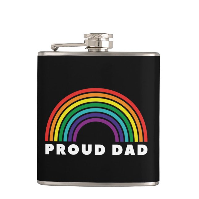 Proud Rainbow Dad Hip Flask (Front)