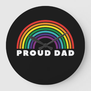 Proud Rainbow Dad Large Clock