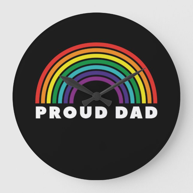 Proud Rainbow Dad Large Clock (Front)