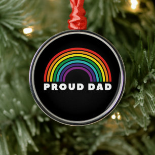 Proud Rainbow Dad Metal Ornament
