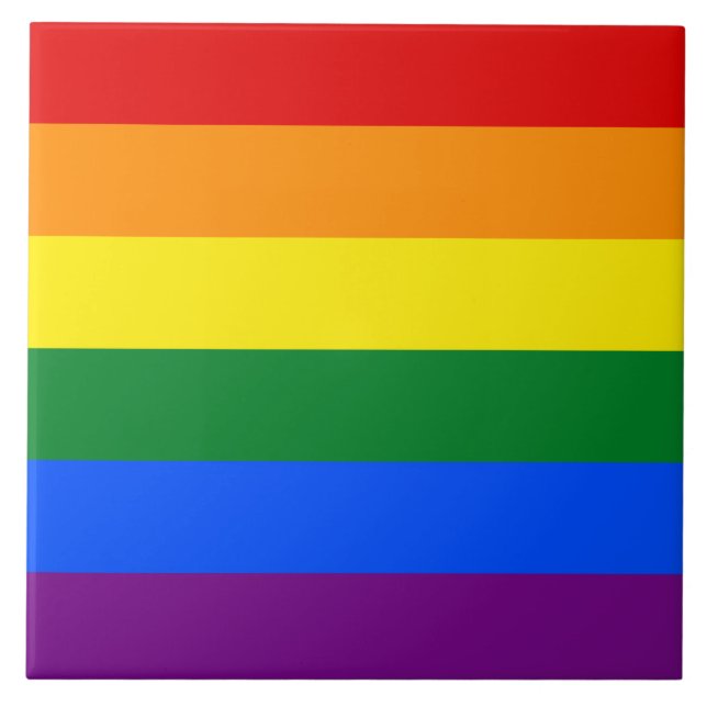 Proud Rainbow Pride Flag Ceramic Tile (Front)