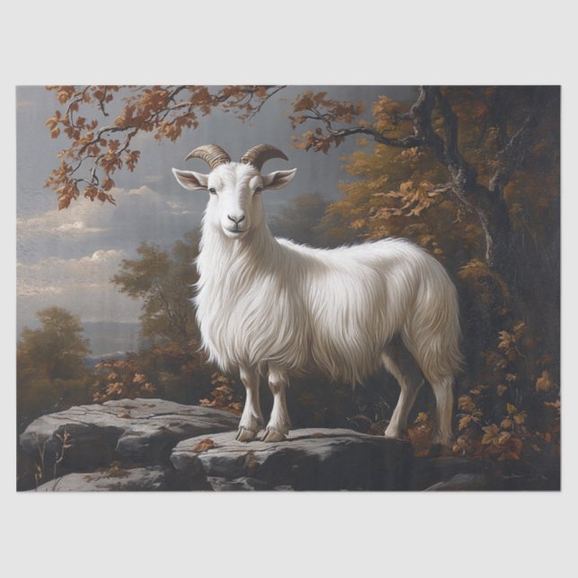 Proud Ram Vintage Style Painting Decoupage Tissue Paper (Front)