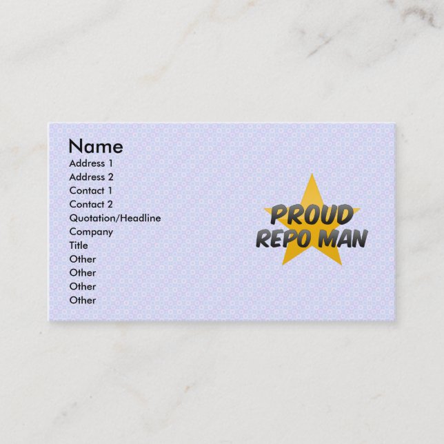 Proud Repo Man Business Card (Front)