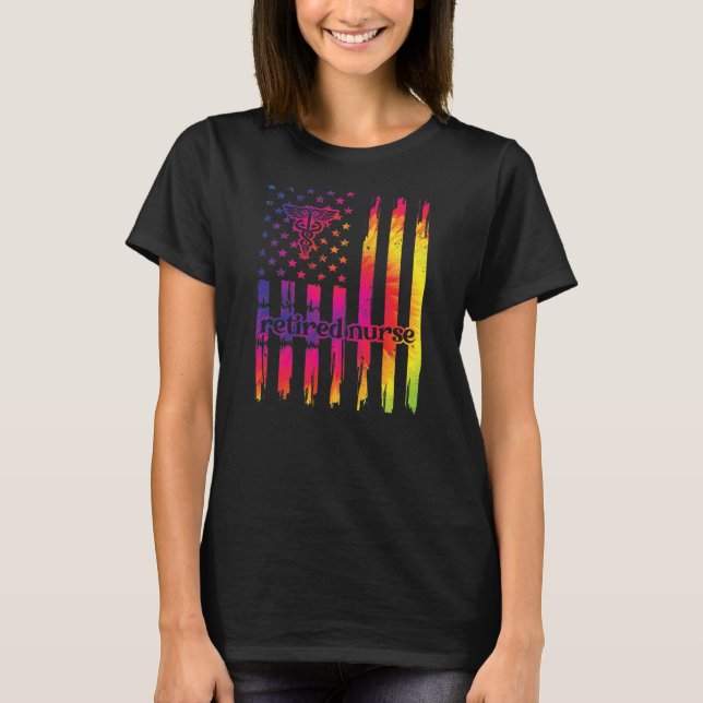 Proud Retired Nurse US Flag Nurse Retirement  T-Shirt (Front)