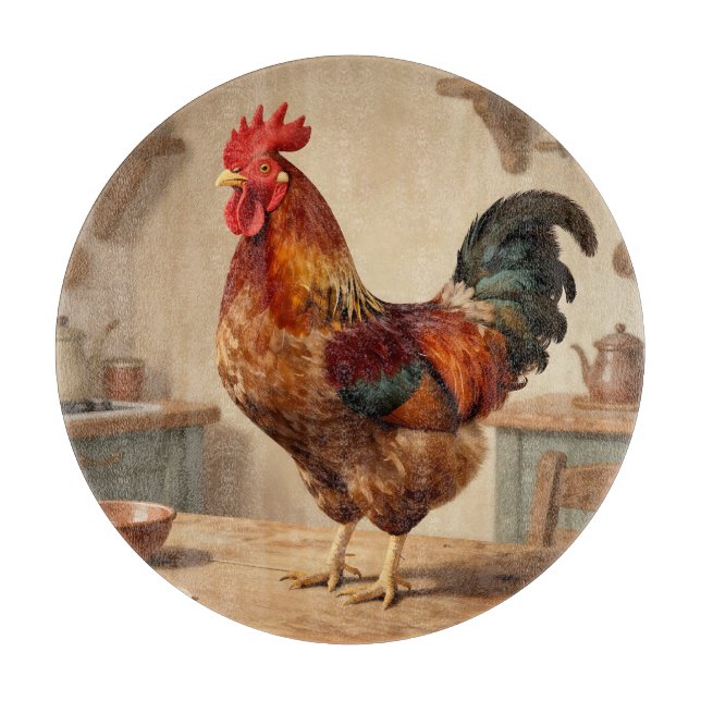 Proud Rooster Farmhouse Kitchen Cutting Board (Front)