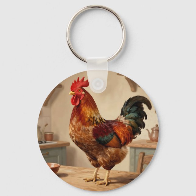 Proud Rooster Farmhouse Kitchen Keychain (Front)