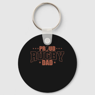 Proud Rugby Dad Football Player Keychain