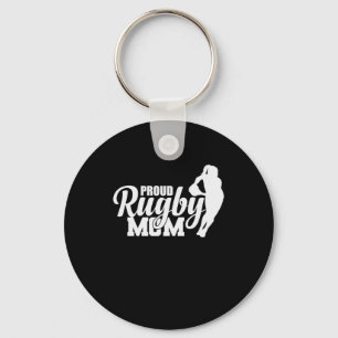 Proud Rugby Mom Football Player Keychain