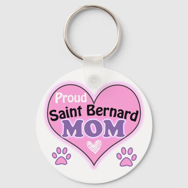 Proud Saint Bernard Mom Keychain (Front)