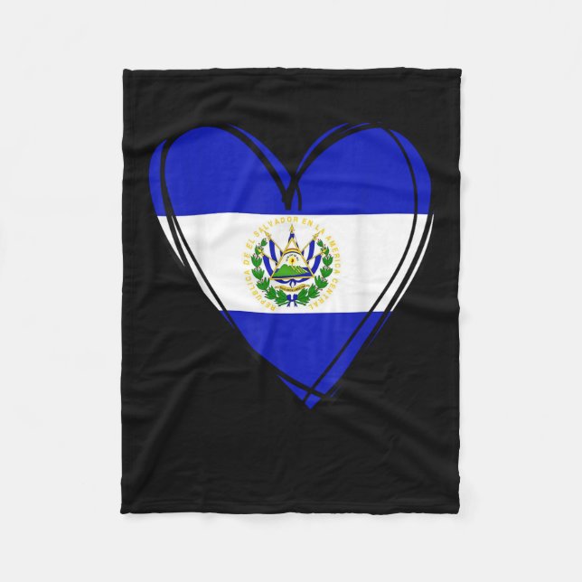 Proud Salvadoran Boy My Hello El Salvador Flag Hea Fleece Blanket (Front)
